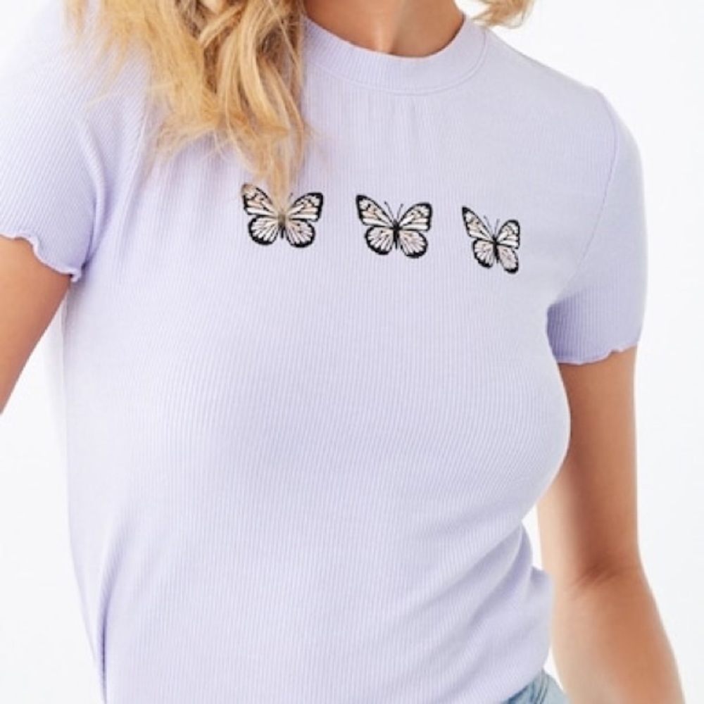 Embroidered Butterfly Graphic Tee